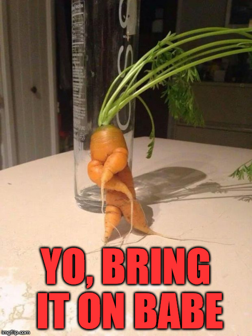 gangster carrot | YO, BRING IT ON BABE | image tagged in gangster carrot | made w/ Imgflip meme maker