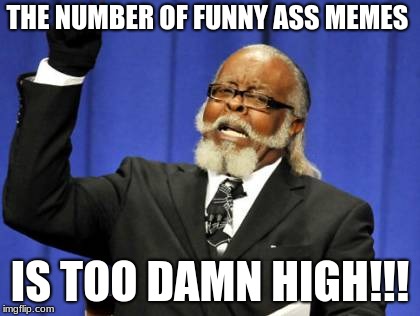 Too Damn High Meme | THE NUMBER OF FUNNY ASS MEMES; IS TOO DAMN HIGH!!! | image tagged in memes,too damn high | made w/ Imgflip meme maker