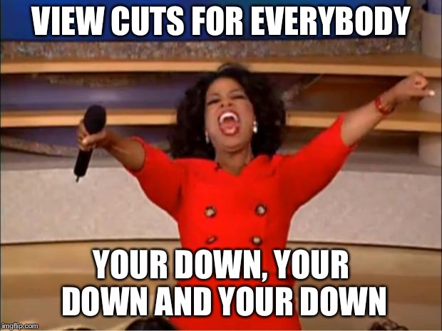 Imgflip be like | VIEW CUTS FOR EVERYBODY; YOUR DOWN, YOUR DOWN AND YOUR DOWN | image tagged in memes,oprah you get a | made w/ Imgflip meme maker