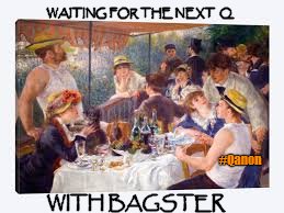 WAITING FOR THE NEXT 
Q; #Qanon; WITH BAGSTER | made w/ Imgflip meme maker