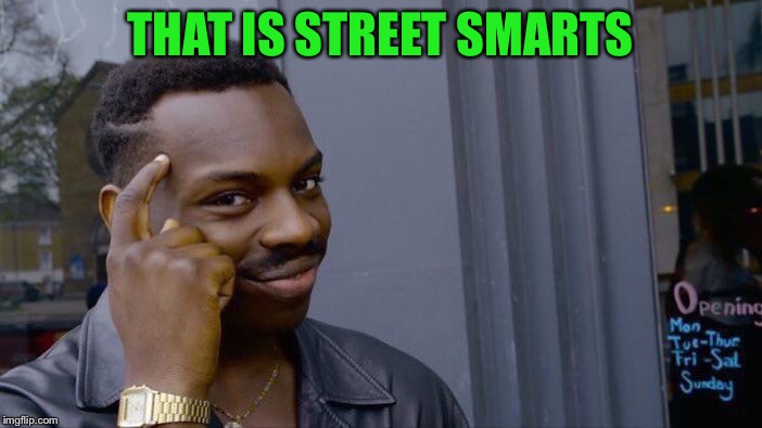 Roll Safe Think About It Meme | THAT IS STREET SMARTS | image tagged in memes,roll safe think about it | made w/ Imgflip meme maker