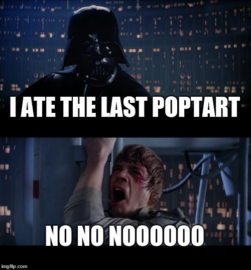 Star Wars No Meme | I ATE THE LAST POPTART; NO NO NOOOOOO | image tagged in memes,star wars no | made w/ Imgflip meme maker