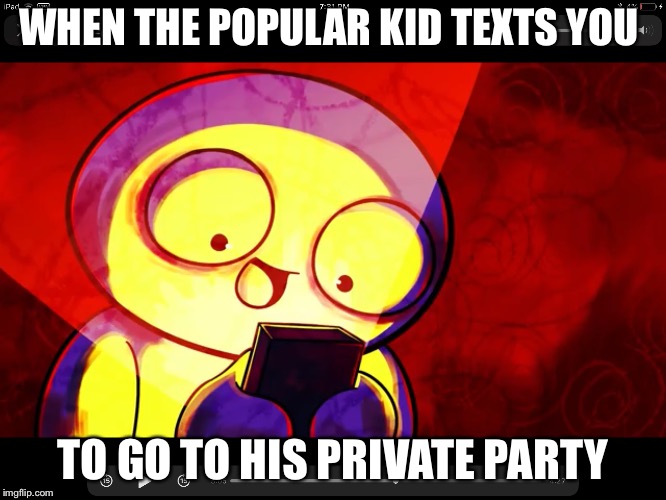 The text of a lifetime 
 | WHEN THE POPULAR KID TEXTS YOU; TO GO TO HIS PRIVATE PARTY | image tagged in welcome to the internets,memes,funny memes | made w/ Imgflip meme maker