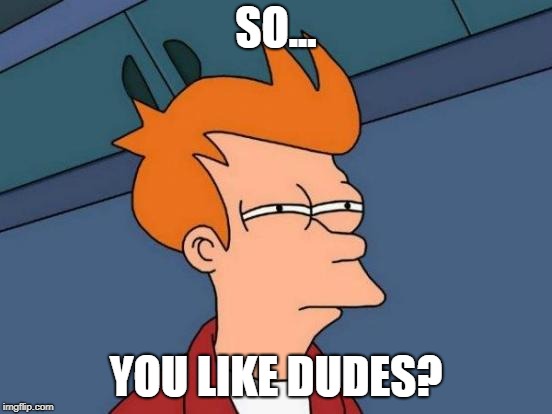 Futurama Fry Meme | SO... YOU LIKE DUDES? | image tagged in memes,futurama fry | made w/ Imgflip meme maker