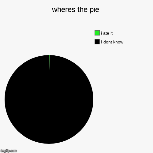 wheres the pie | I dont know , i ate it | image tagged in funny,pie charts | made w/ Imgflip chart maker