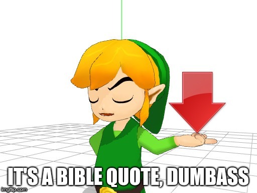 Link Downvote | IT'S A BIBLE QUOTE, DUMBASS | image tagged in link downvote | made w/ Imgflip meme maker