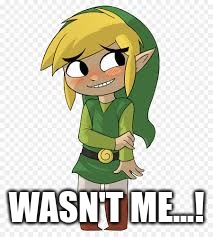 Link Blush | WASN'T ME...! | image tagged in link blush | made w/ Imgflip meme maker