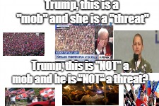 Blank background | Trump, this is a "mob" and she is a "threat"; Trump, this is "NOT" a mob and he is "NOT" a threat? | image tagged in blank background | made w/ Imgflip meme maker