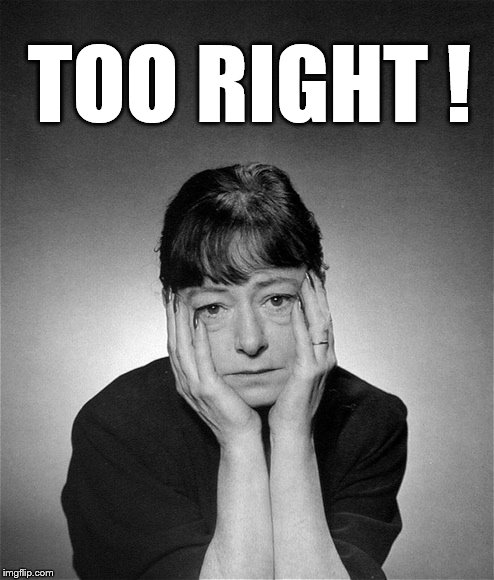 Dorothy Parker | TOO RIGHT ! | image tagged in dorothy parker | made w/ Imgflip meme maker