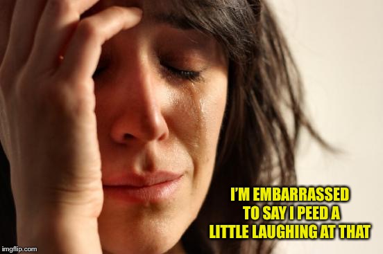 First World Problems Meme | I’M EMBARRASSED TO SAY I PEED A LITTLE LAUGHING AT THAT | image tagged in memes,first world problems | made w/ Imgflip meme maker