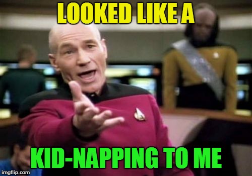 Picard Wtf Meme | LOOKED LIKE A KID-NAPPING TO ME | image tagged in memes,picard wtf | made w/ Imgflip meme maker
