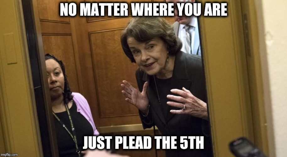 Sneaky Diane Feinstein | NO MATTER WHERE YOU ARE JUST PLEAD THE 5TH | image tagged in sneaky diane feinstein | made w/ Imgflip meme maker