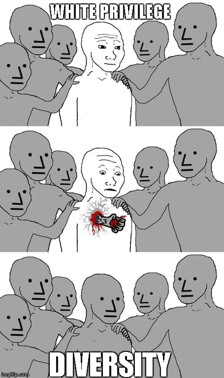 npc wojak conversion | WHITE PRIVILEGE; DIVERSITY | image tagged in npc wojak conversion | made w/ Imgflip meme maker