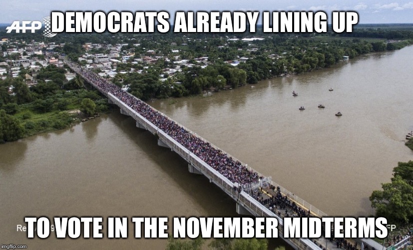 Vote early and often... | DEMOCRATS ALREADY LINING UP; TO VOTE IN THE NOVEMBER MIDTERMS | image tagged in midterms,democrats,refugees,illegal immigrants | made w/ Imgflip meme maker