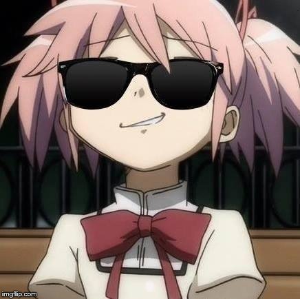 madoka with sun glasses | . | image tagged in madoka with sun glasses | made w/ Imgflip meme maker