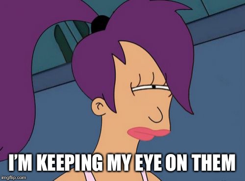 Futurama Leela Meme | I’M KEEPING MY EYE ON THEM | image tagged in memes,futurama leela | made w/ Imgflip meme maker