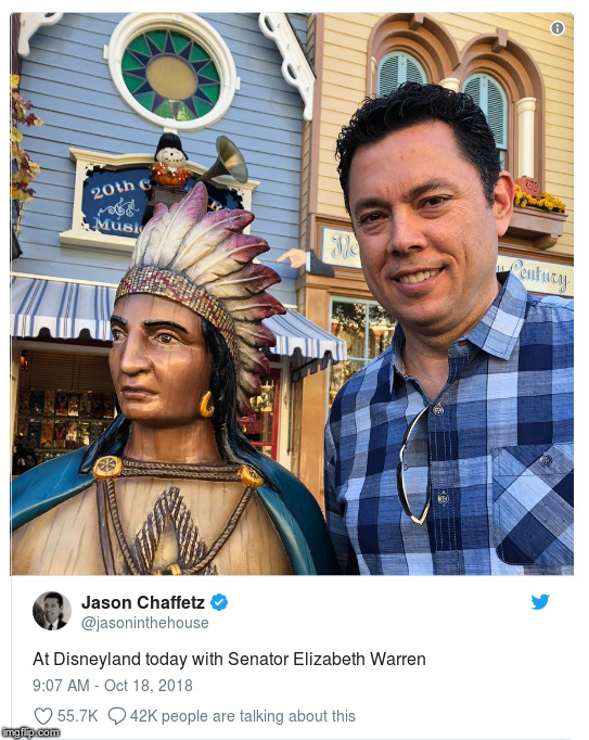 This Is Funnier Than Anything I Could Make Up! | image tagged in jason chaffetz,with 100 percent wooden indian,elizabeth warren,is point 09 percent indian | made w/ Imgflip meme maker