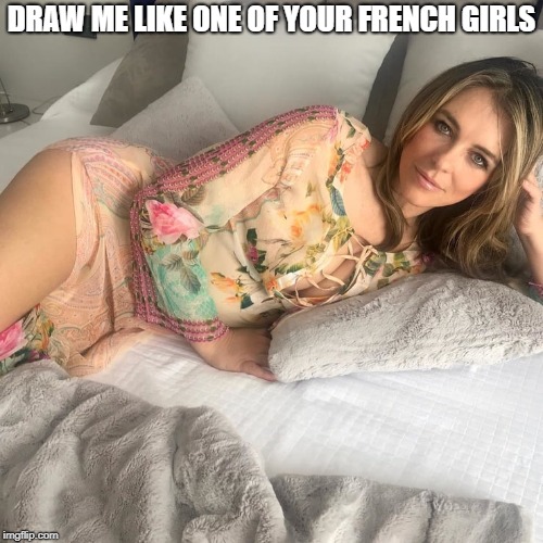 lovely liz hurley | DRAW ME LIKE ONE OF YOUR FRENCH GIRLS | image tagged in lovely liz hurley | made w/ Imgflip meme maker