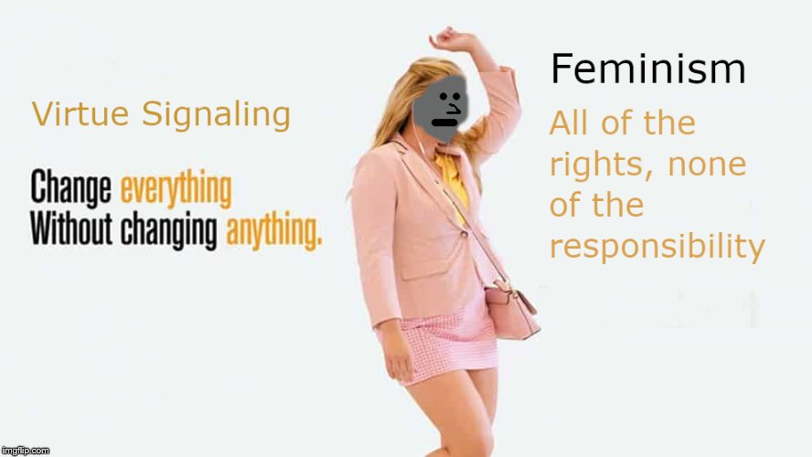 Feminism and Virtue signaling | image tagged in npc,feminism,amy schumer,i feel pretty | made w/ Imgflip meme maker