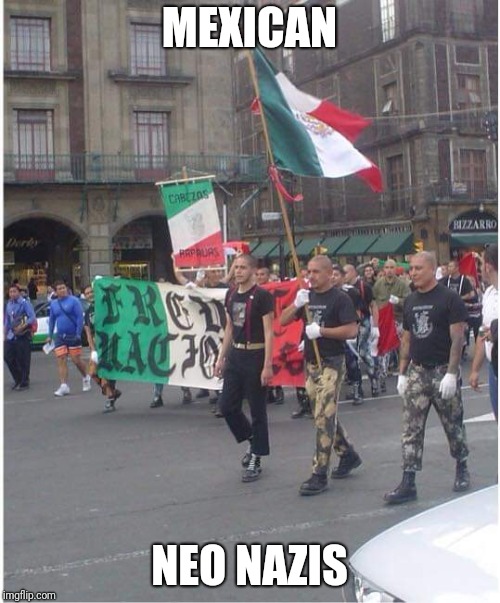 Nazis de la mexico | MEXICAN; NEO NAZIS | image tagged in memes | made w/ Imgflip meme maker