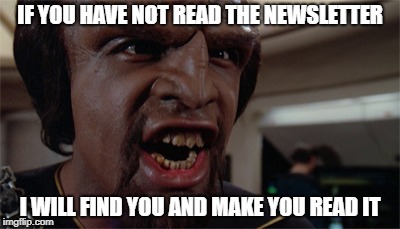 IF YOU HAVE NOT READ THE NEWSLETTER; I WILL FIND YOU AND MAKE YOU READ IT | image tagged in read newsletter | made w/ Imgflip meme maker