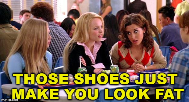 Mean Girls | THOSE SHOES JUST MAKE YOU LOOK FAT | image tagged in mean girls lunch table,bullying,kids,mean girls | made w/ Imgflip meme maker