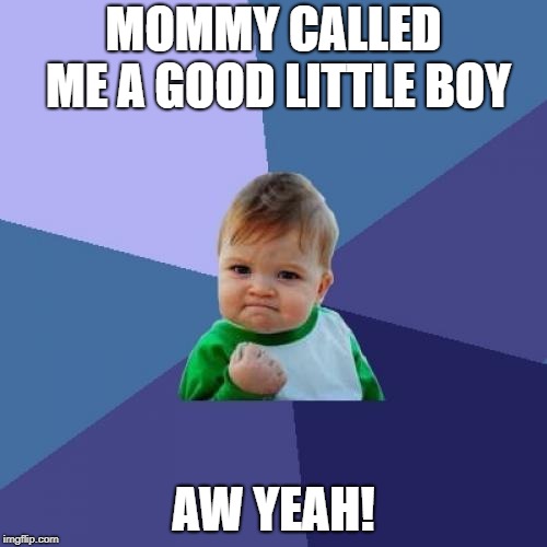 Success Kid | MOMMY CALLED ME A GOOD LITTLE BOY; AW YEAH! | image tagged in memes,success kid | made w/ Imgflip meme maker