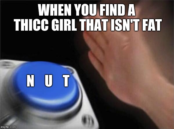 Blank Nut Button Meme | WHEN YOU FIND A THICC GIRL THAT ISN'T FAT; N    U    T | image tagged in memes,blank nut button | made w/ Imgflip meme maker