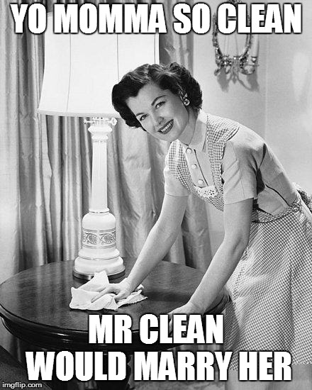 yo momma so clean | YO MOMMA SO CLEAN MR CLEAN WOULD MARRY HER | image tagged in yo momma so clean | made w/ Imgflip meme maker