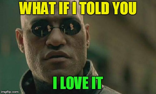 Matrix Morpheus Meme | WHAT IF I TOLD YOU I LOVE IT | image tagged in memes,matrix morpheus | made w/ Imgflip meme maker