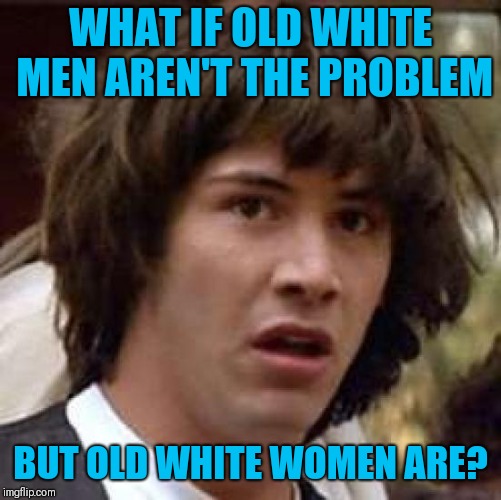 What if | WHAT IF OLD WHITE MEN AREN'T THE PROBLEM; BUT OLD WHITE WOMEN ARE? | image tagged in what if | made w/ Imgflip meme maker