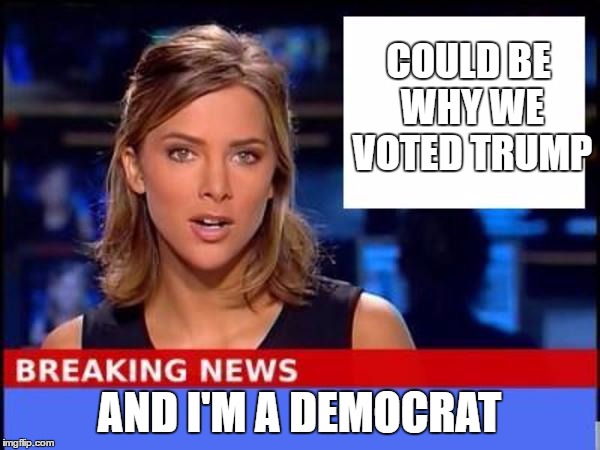 COULD BE WHY WE VOTED TRUMP AND I'M A DEMOCRAT | made w/ Imgflip meme maker
