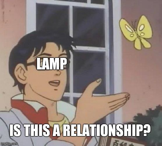 Is This A Pigeon Meme | LAMP; IS THIS A RELATIONSHIP? | image tagged in memes,is this a pigeon | made w/ Imgflip meme maker