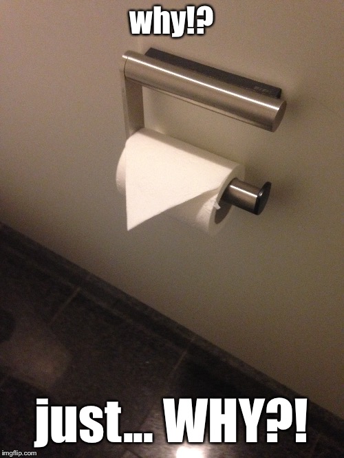 It's not to reach deeper into the hole, is it? | why!? just... WHY?! | image tagged in toilet paper,toilet humor | made w/ Imgflip meme maker