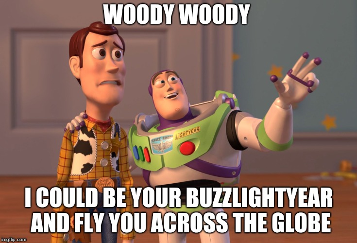 X, X Everywhere Meme | WOODY WOODY; I COULD BE YOUR BUZZLIGHTYEAR AND FLY YOU ACROSS THE GLOBE | image tagged in memes,x x everywhere | made w/ Imgflip meme maker