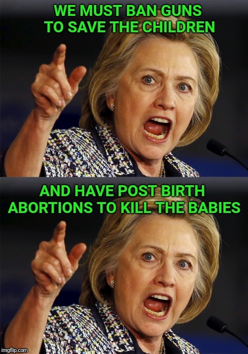 image tagged in abortion,gun control,hillary | made w/ Imgflip meme maker