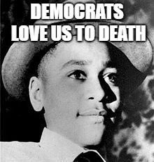Emmitt Till | DEMOCRATS LOVE US TO DEATH | image tagged in emmitt till | made w/ Imgflip meme maker