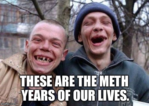 Ugly Twins Meme | THESE ARE THE METH YEARS OF OUR LIVES. | image tagged in memes,ugly twins | made w/ Imgflip meme maker