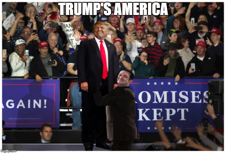 LOWERING THE BAR...One State At a Time | TRUMP'S AMERICA | image tagged in ted cruz,donald trump approves,crooked,texas girl,political meme | made w/ Imgflip meme maker