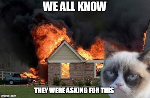 Burn Kitty Meme | WE ALL KNOW THEY WERE ASKING FOR THIS | image tagged in memes,burn kitty,grumpy cat | made w/ Imgflip meme maker