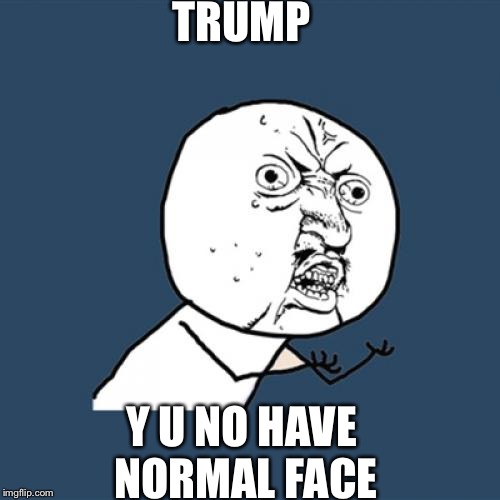 Y U No Meme | TRUMP; Y U NO HAVE NORMAL FACE | image tagged in memes,y u no | made w/ Imgflip meme maker