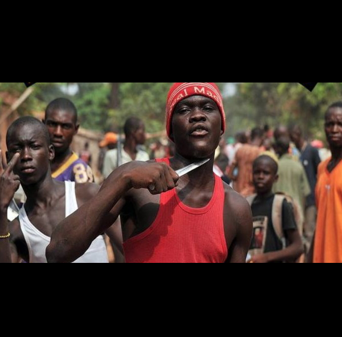 Angry Africans with knife Blank Meme Template