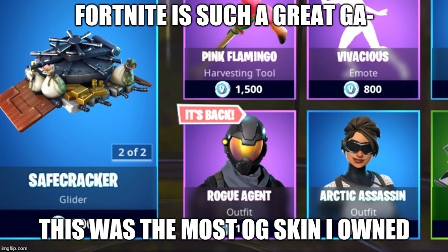 Why epiccccccccccccccccccc | FORTNITE IS SUCH A GREAT GA-; THIS WAS THE MOST OG SKIN I OWNED | image tagged in y u no | made w/ Imgflip meme maker