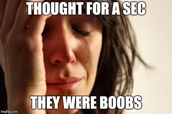 First World Problems Meme | THOUGHT FOR A SEC THEY WERE BOOBS | image tagged in memes,first world problems | made w/ Imgflip meme maker