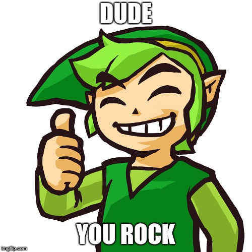 Happy Link | DUDE YOU ROCK | image tagged in happy link | made w/ Imgflip meme maker