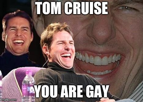 Tom Cruise laugh | TOM CRUISE; YOU ARE GAY | image tagged in tom cruise laugh | made w/ Imgflip meme maker