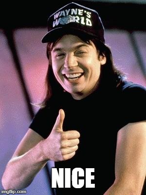 Wayne's world  | NICE | image tagged in wayne's world | made w/ Imgflip meme maker
