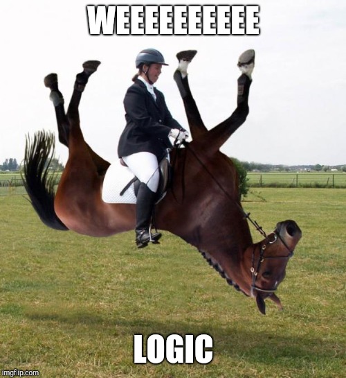 Horse upside down | WEEEEEEEEEE LOGIC | image tagged in horse upside down | made w/ Imgflip meme maker