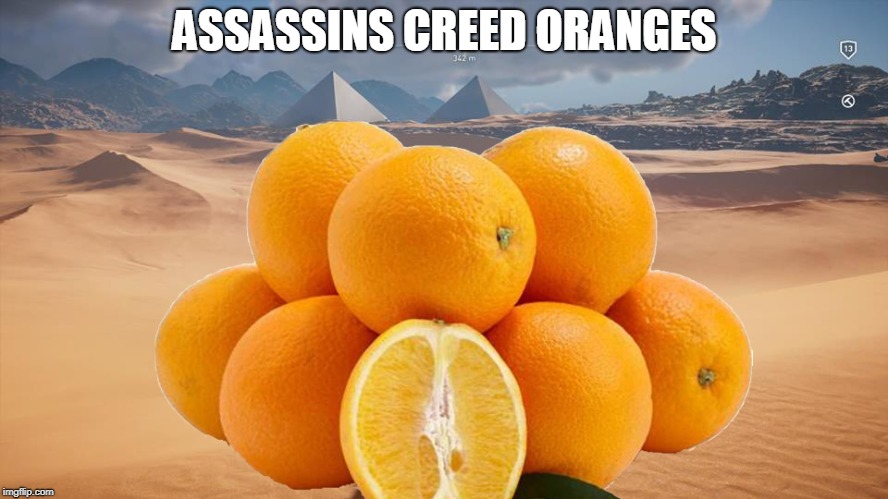 assassins creed |  ASSASSINS CREED ORANGES | image tagged in oranges | made w/ Imgflip meme maker
