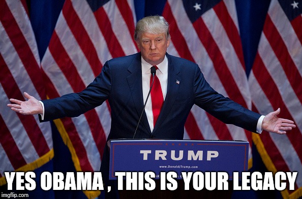 Donald Trump | YES OBAMA , THIS IS YOUR LEGACY | image tagged in donald trump | made w/ Imgflip meme maker